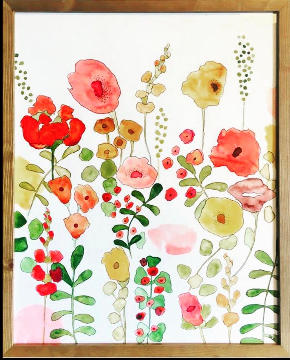 Floral Watercolor With Ink Outline - Etsy