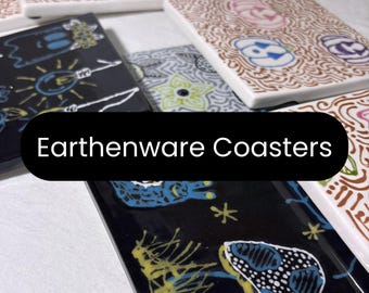 Posavasos de cerámica esmaltada a mano, posavasos de barro