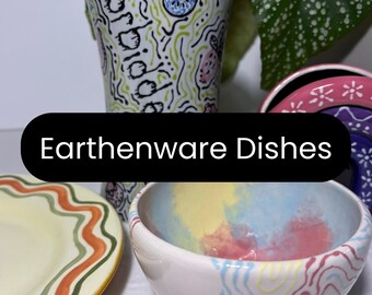 Platos de barro esmaltado a mano, decoración cerámica colorida