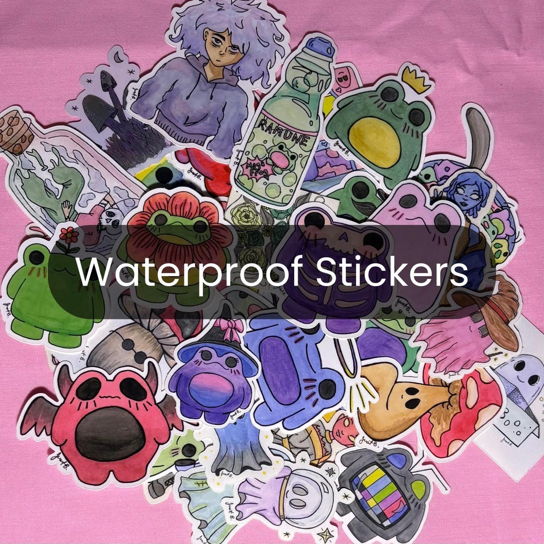 Watercolor Waterproof Stickers, Original Designs - Etsy