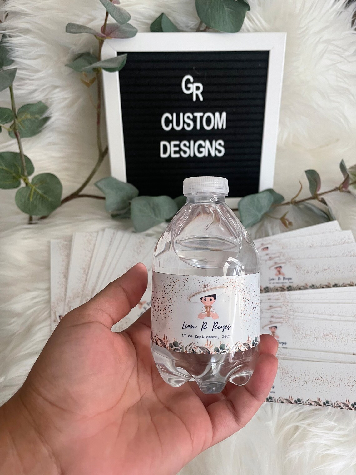 Water Label Sticker/ Water Bottle Labels/ Charrito Bautizo/ Baptism ...