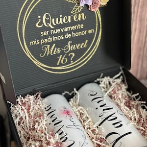 Tumbler para padrino y madrina, GIFT FOR GOODPARENTS, set de regalo de bautizo,gift for her, gift for him, caja de propuestas de padrinos