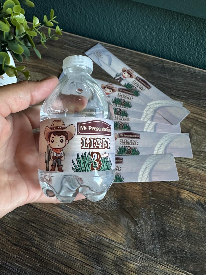 Water Label Sticker/ Water Bottle Label/ Rodeo Party Items/ Baptism ...