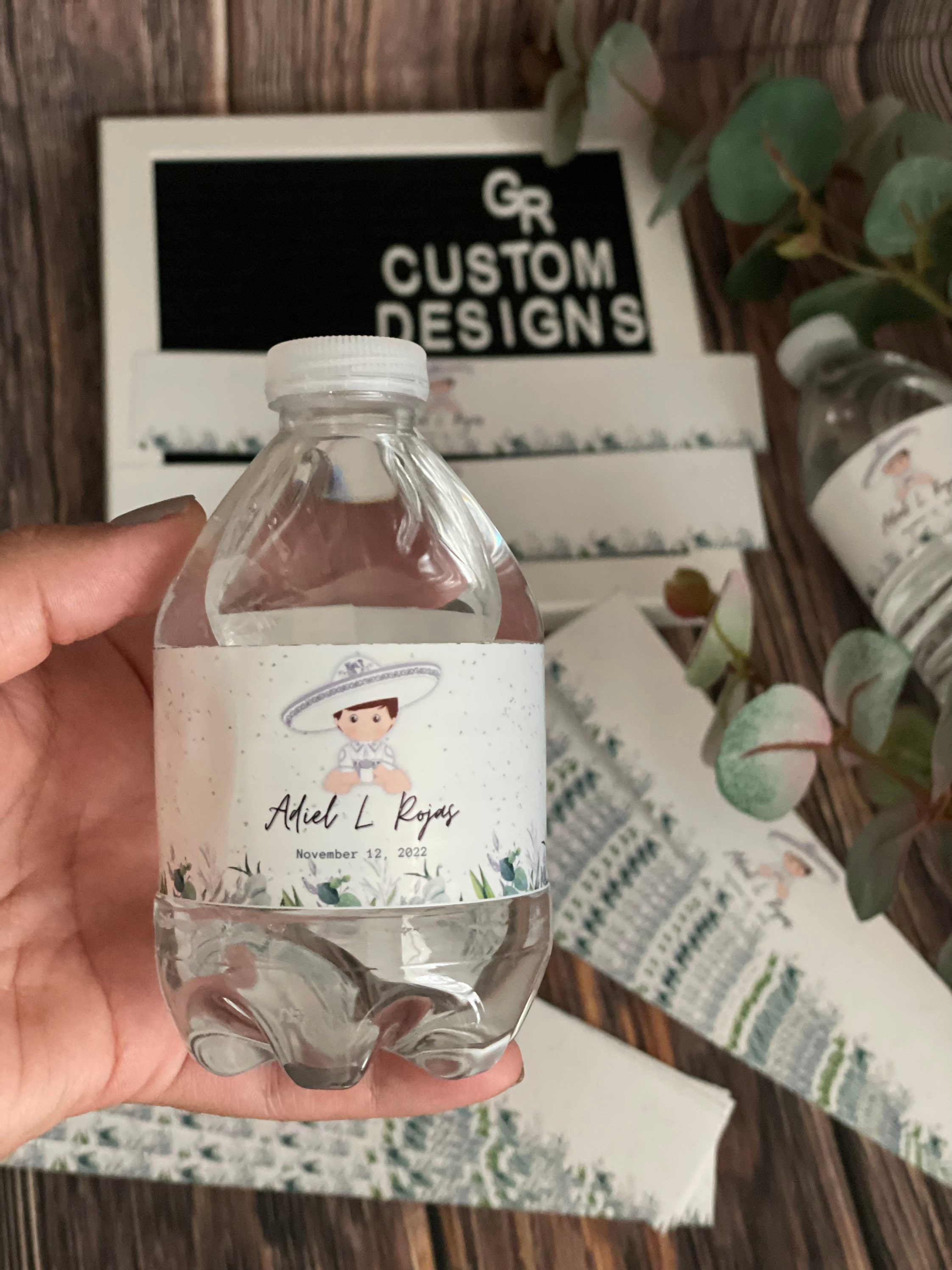 Water Label Sticker/ Water Bottle Labels/ Charrito Bautizo/ Baptism ...