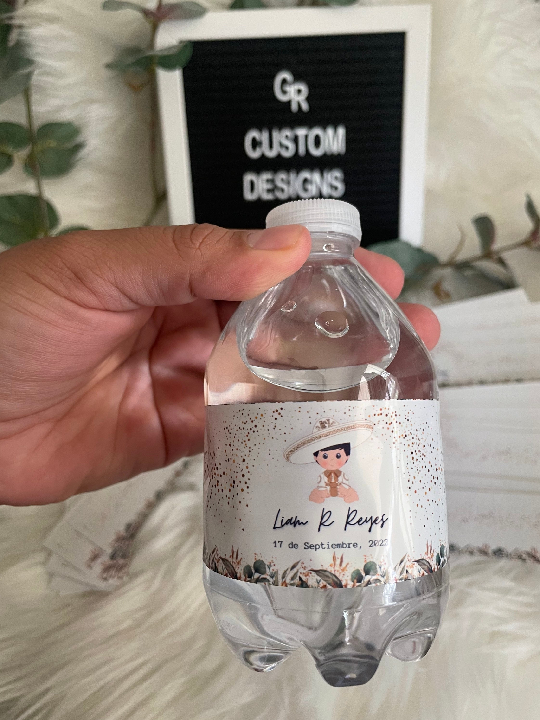 Water Label Sticker/ Water Bottle Labels/ Charrito Bautizo/ Baptism ...