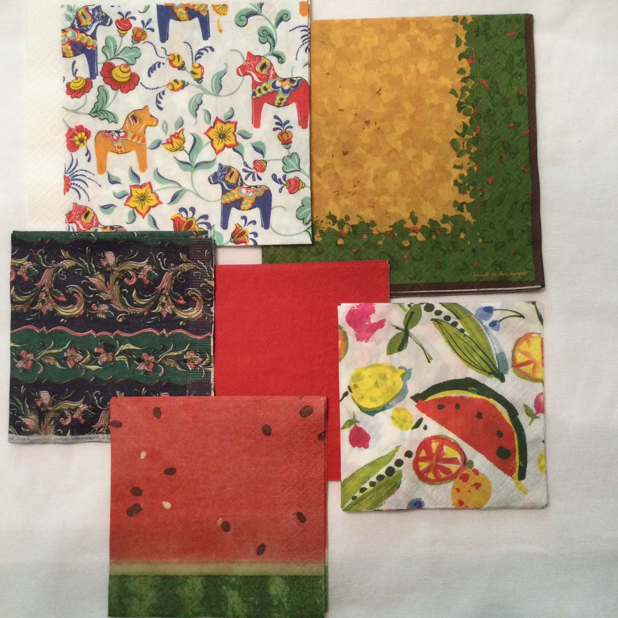 Decoupage Napkins 12 napkins 6 designs Junk Journal Etsy