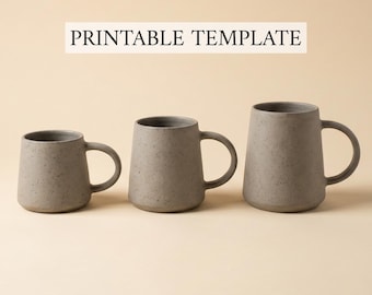 Szablon kubka stożkowego, wzór kubka ceramicznego, szablon kubka ceramicznego do ręcznego formowania w 3 rozmiarach, przewodnik po kubkach glinianych do druku, plik PDF