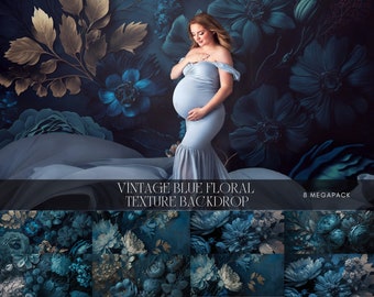 Blue Floral Fine Art Textures, Flower Background, Photoshop Overlays, Photo Texture, Photo Overlay, Maternity Backdrop, Photoshop Overlays
