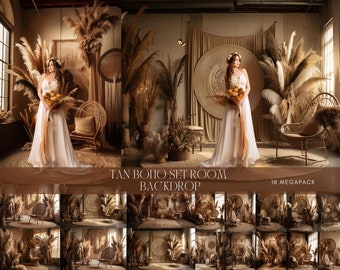 18 X Tan Boho Set Digital Backdrops, Maternity Backdrop Overlays, Studio Backdrop Overlays, Fine Art Textures, Photoshop Overlays,