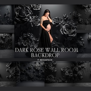 Fondos digitales de pared de rosa negra, superposiciones de fondo de maternidad, superposiciones de fondo de estudio, texturas de bellas artes, superposiciones de Photoshop