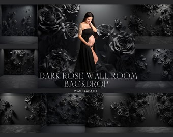 Black Rose Wall Digital Backdrops, Maternity Backdrop Overlays, Studio Backdrop Overlays, Fine Art Textures, Photoshop Overlays