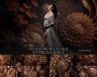 Brown Floral Fine Art Textures, Flower Background, Photoshop Overlays, Photo Texture, Photo Overlay, Maternity Backdrop, Photoshop Overlays