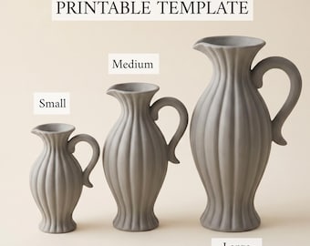 Fluted Bottle Vase Pottery Template | Slab Building Pattern | Printable Ceramic Vase | 3 Sizes