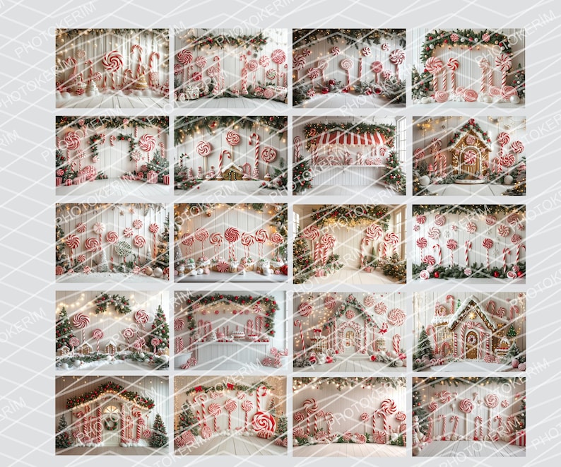Christmas Candy Digital Backdrops, Noel Backdrop, Neutral Christmas