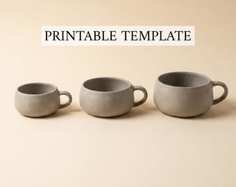 Szablon kubka z płyty w formacie PDF, wzór kubka ceramicznego w 3 rozmiarach, szablon kubka ceramicznego, wzór na rękodzieło z gliny, wersja cyfrowa do pobrania