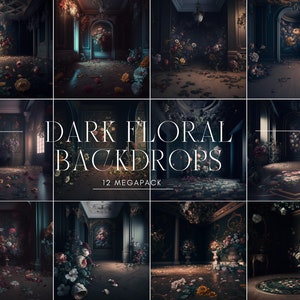 Dark Floral Room Backdrops, Maternity Backdrop Overlays, Studio Backdrop Overlays, Fine Art Textures, Photoshop Overlays, Arch Backdrops