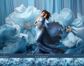 Blue Flower Dream Digital Backdrop: Maternity Photography Overlays (15 JPG)