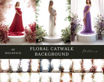 Floral podium studio, maternity backdrop, for portraits, fine art composite background, photoshop overlay (JPG)