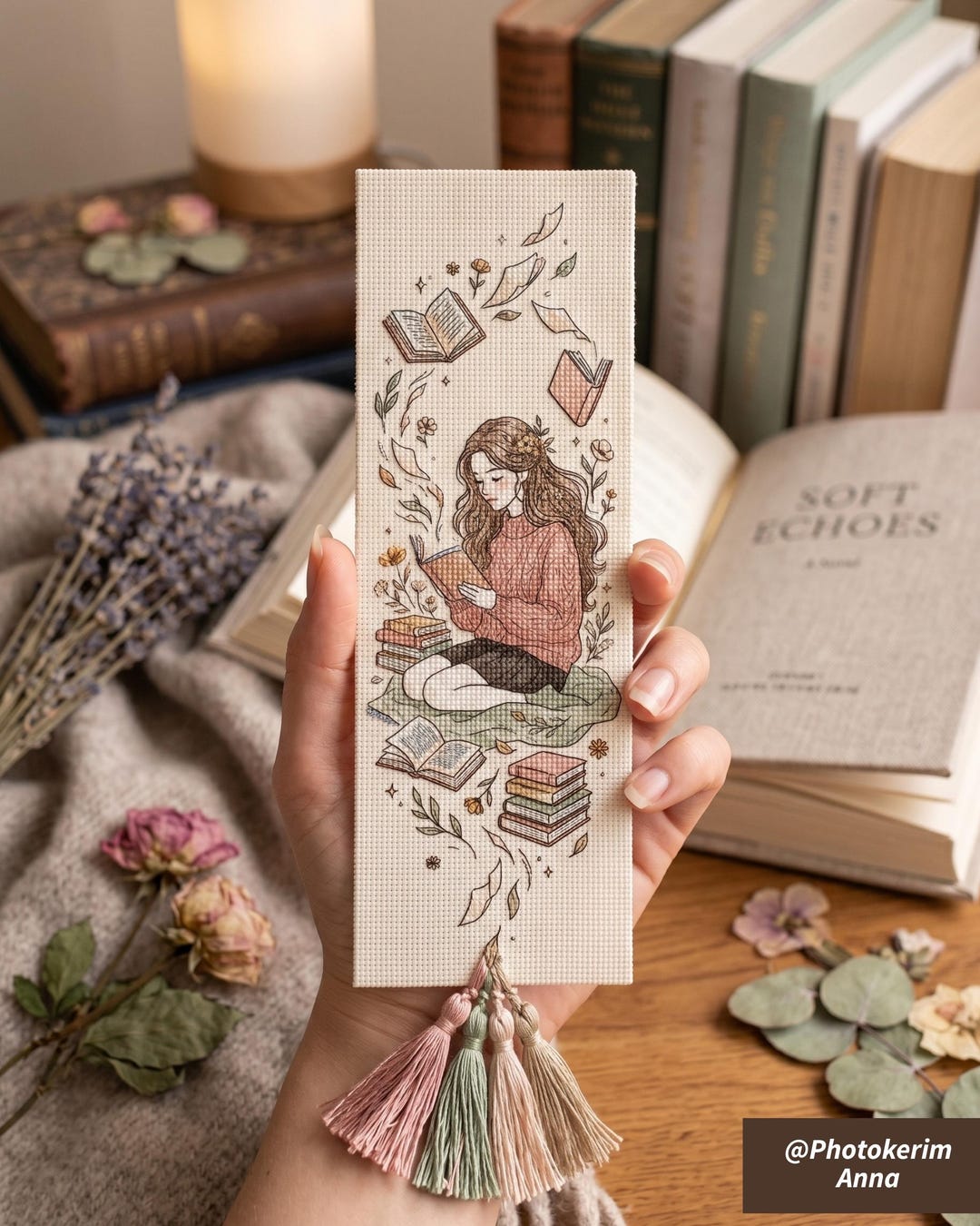 Reading Girl Cross Stitch Pattern PDF | Bookmark Cross Stitch Pattern ...