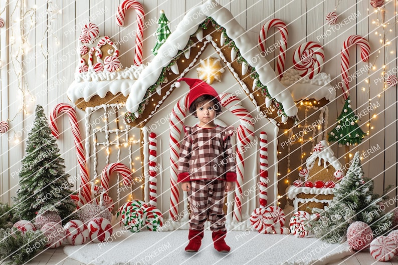 Christmas Candy Digital Backdrops, Noel Backdrop, Neutral Christmas