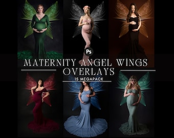 15 Maternity Angel Glitter Wings Overlays