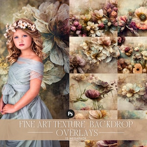 Fine Art Textures 12, Photoshop Overlays, Floral Layer, Photo editing, Textures overlays, Digital Backdrops, Digital Papers, Old Effect