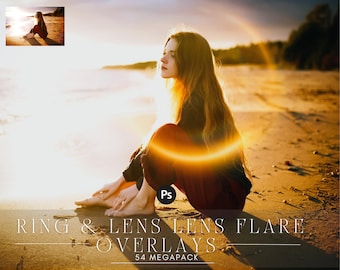 Sun Halo Ring Flare: Photo Overlays for Cinematic Glow, Golden Hour Backlight (PNG)