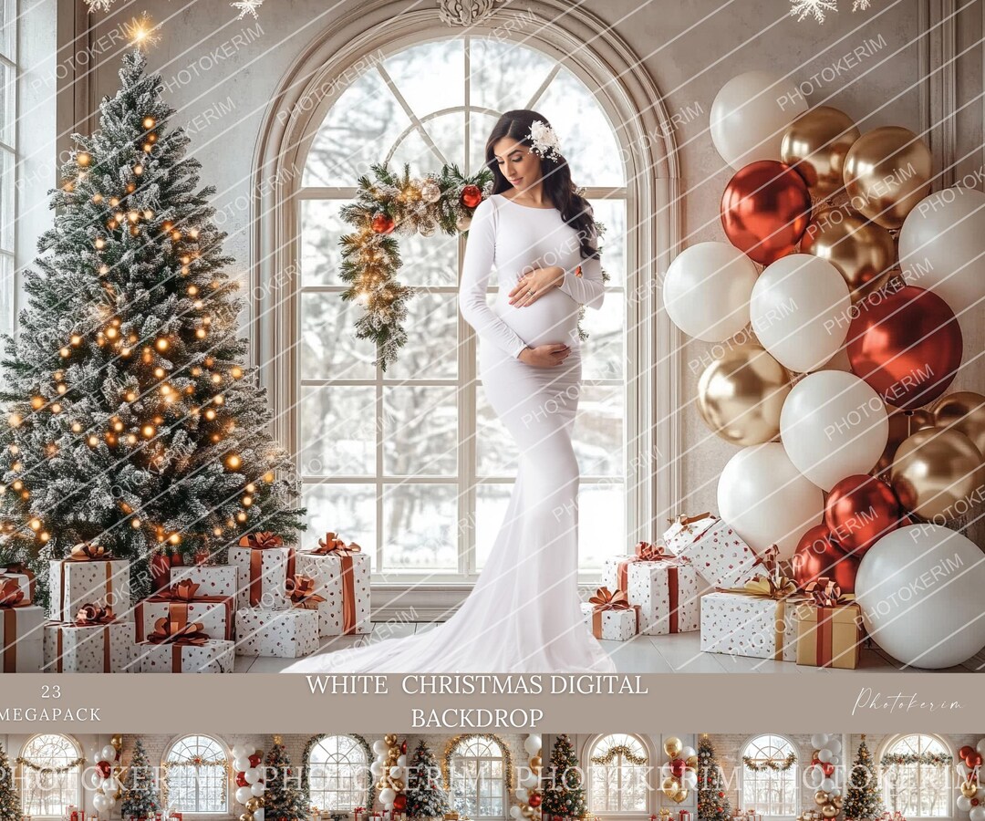 White Christmas Digital Backdrops Maternity Backdrop Overlays Studio ...