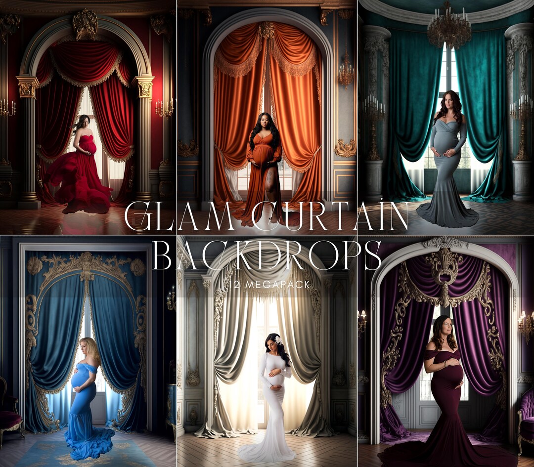 12 Color Sheer Curtain Wall Decor Background, Digital Backdrop