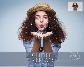 Glitter Dust Sparkle: Photo Overlays for Light Effects, Portrait Editing, MegaPack (PNG)