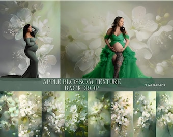 apple blossom texture backdrops, 9 packs, digital background, studio, maternity, newborn, fine art, photoshop overlay, dreamy floral