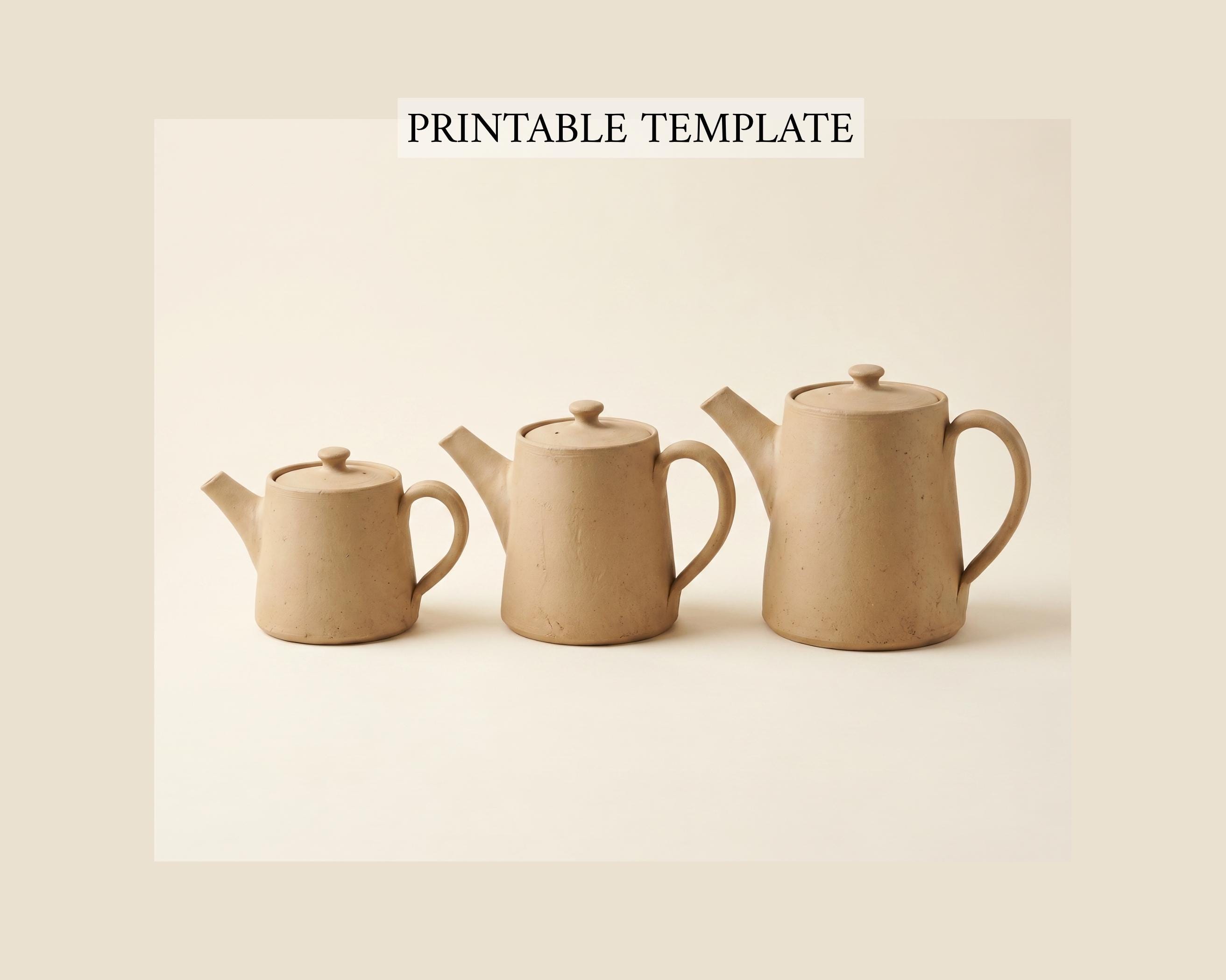 Ceramic Teapot Template Set 3 Sizes Slab Building Pottery Pattern…