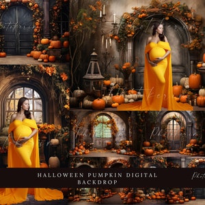 12X Pumpkin Halloween Digital Backdrops Pumpkins Backdrops Composite Digital Background  Studio Backdrop Autumn Maternity Backdrops