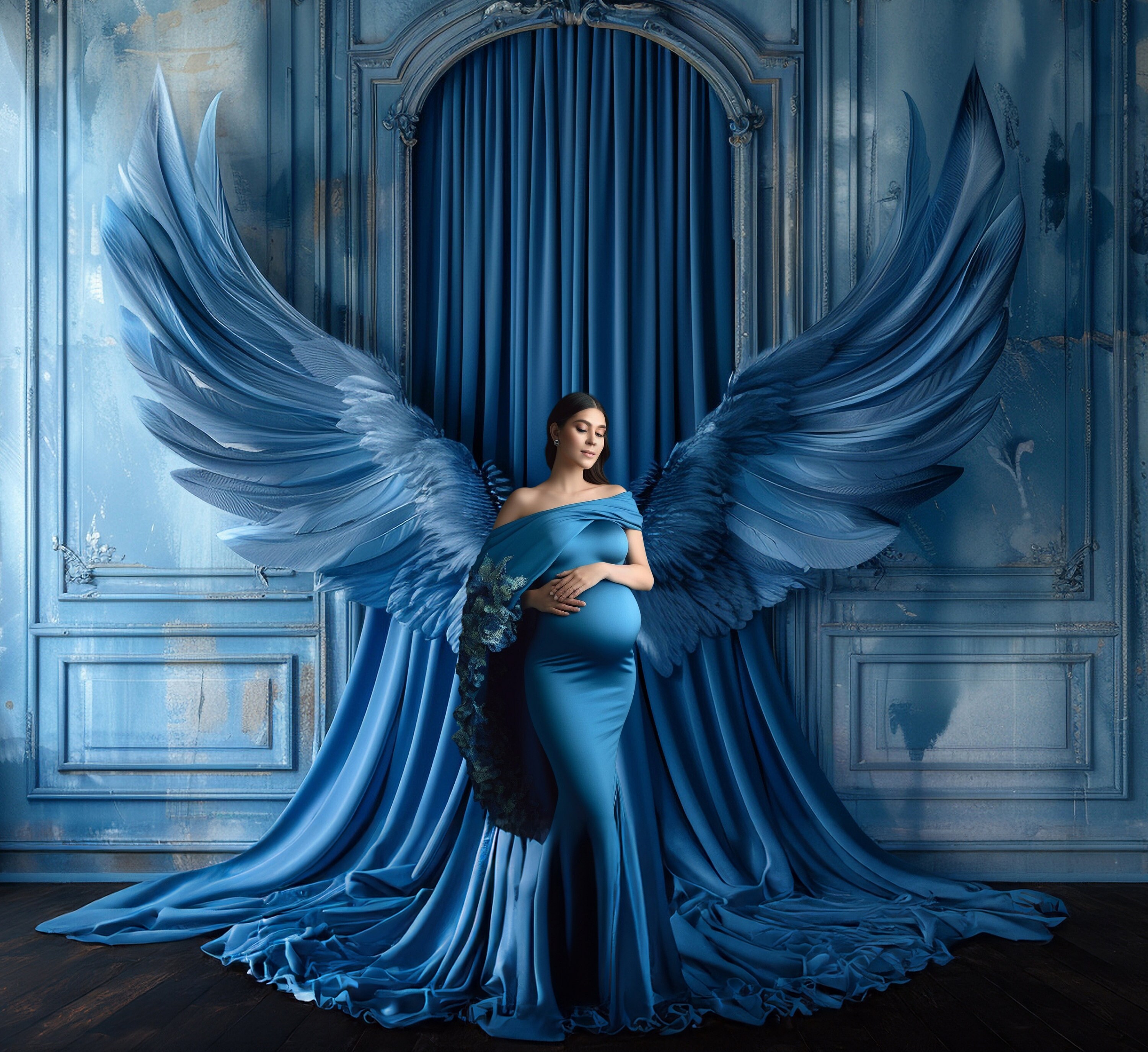 Colorful Angel Wings Digital Backdrop, Studio Maternity Background ...