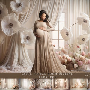 Large Floral Backgrounds Digital Backdrop Overlay Digital Floral Overlays Maternity Backdrop Overlays Newborn Studio Backdrop for Photoshop
