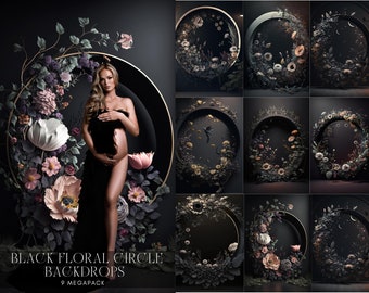 Floral Ring Backdrop Overlays - Maternity Overlays for Photoshop, Ring Overlays, Portrait Photo Overlays - Flower and Foliage Ring Overlays