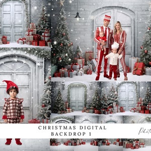 Christmas Snow Digital Backdrop: Winter Family Photo Overlays (JPG)