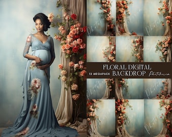 Florale Stoff Hintergründe Digital Backdrop Overlay Digitale Blumen Overlays Mutterschaft Backdrop Overlays Neugeborene Studio Backdrop für Photoshop