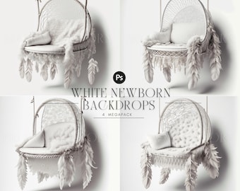 White Newborn Digital Backdrop: Baby Photoshoot (JPG Files)