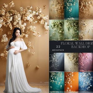 22 Floral Backgrounds Digital Backdrop Overlay Maternity Backdrop Digital Floral Overlays Newborn Studio Backdrop for Photoshop Overlays