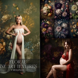Floral Fine Art Textures: Maternity Photo Overlays (9 JPG File)