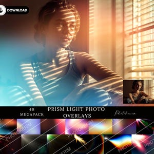 40 Prism overlays, crystal light overlays, rainbow light leaks, creative light, lens flare, overlay, photoshop, photography, bokeh, DOWNLOAD