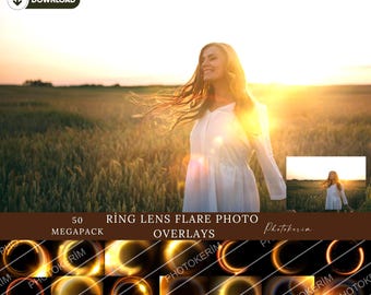 Sun Halo Ring Flare: Photo Overlays for Cinematic Glow, Portrait Edits, Golden Hour (PNG)
