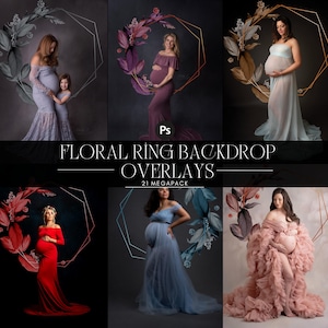 floral ring backdrop overlays for studio portrait, maternity background, newborn, child portrait, fine art, photoshop overlay, composite