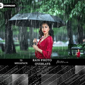 Realistic Rain Photo Overlays: 73 PNGs (Digital Download)