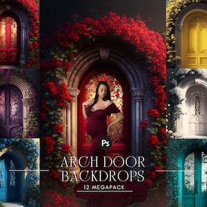Arch Floral Door Backdrops,  Maternity Backdrop Overlays, Studio Backdrop Overlays, Fine Art Textures, Photoshop Overlays, Arch Backdrops