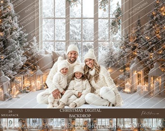 Toile De Fond Noël 2,1x1,5 M - Paysage Neigeux Flocons, Pour Photos Fêtes Et Décorations