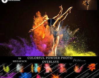 Holi Color Burst: Photo Overlays für Powder Bewegung, Tanz Porträts, Aktion Bearbeitungen (PNG)