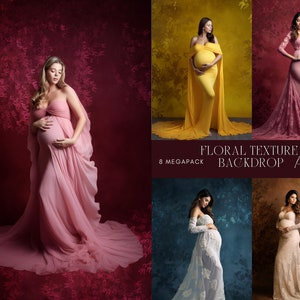 Floral Texture Backdrop Overlays: Maternity Photography (8 Digital JPG)