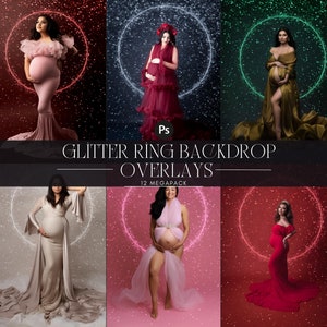 Maternity Ring Background Vo. 2 - Glitter Ring Background - Grainy Light Ring Background - Ring Overlays for Studio Maternity -